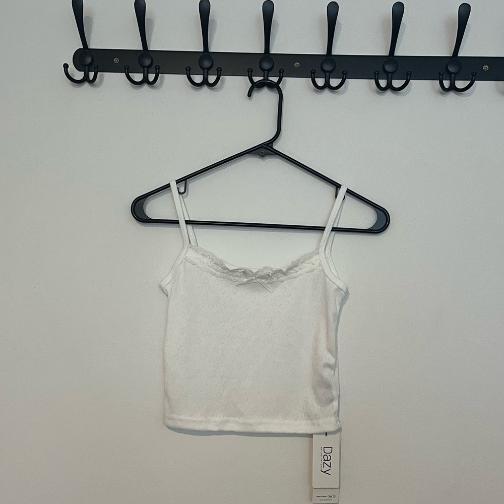 NWT- White Lace Trim Cami Top